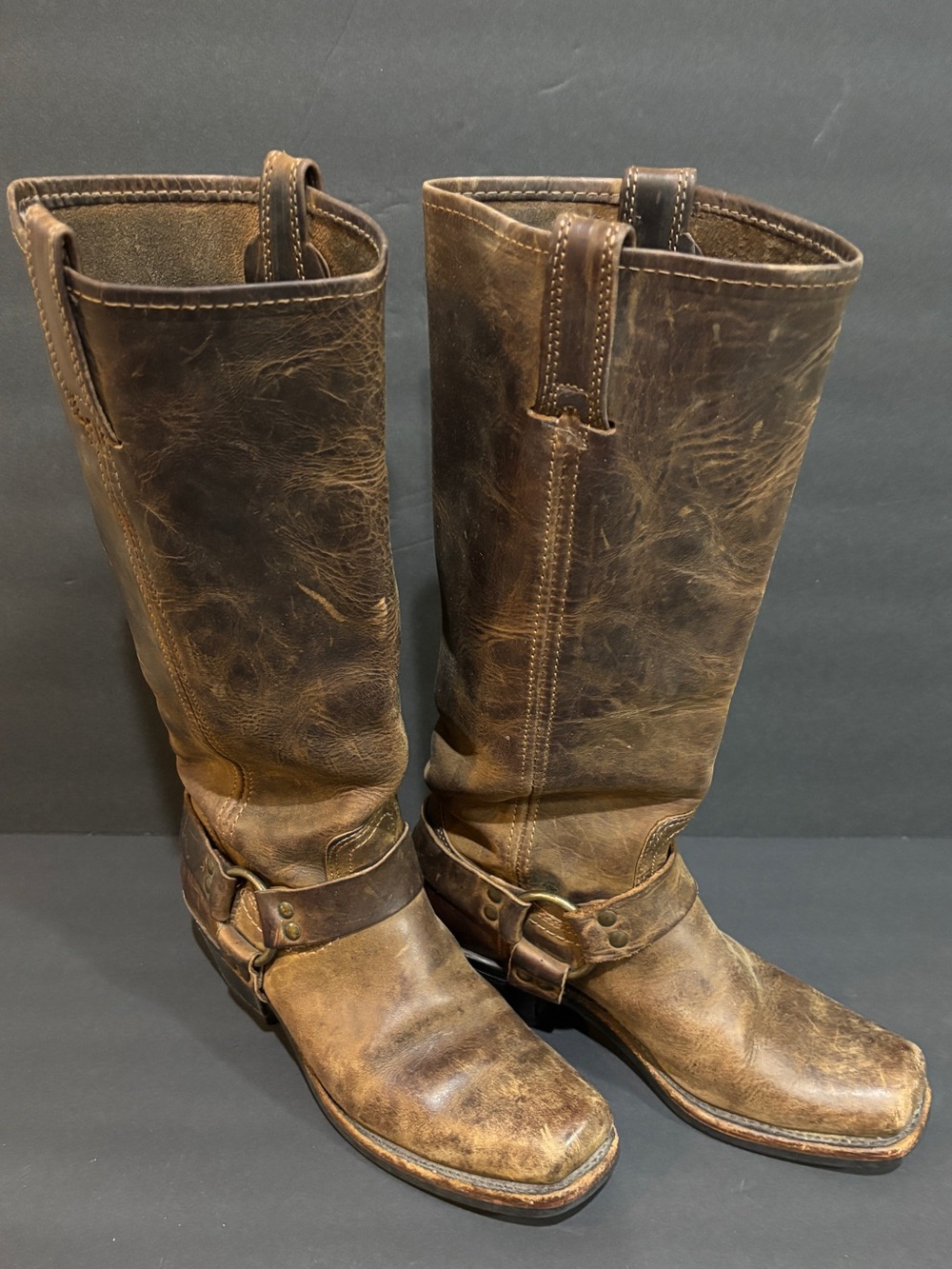 Frye Harness 12R Women’s Size 8.5 B Distressed Brown Leather Boots